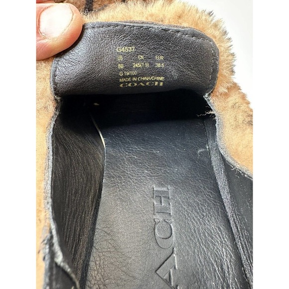 Coach Holly Signature Shearling Loafers Slipper Saddle Size 8 MSRP $275.00 - Picture 6 of 9
